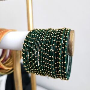 Green Gold Thread Bangles Set 18ct Indian Pakistani Jewelry Jewelery Bracelets